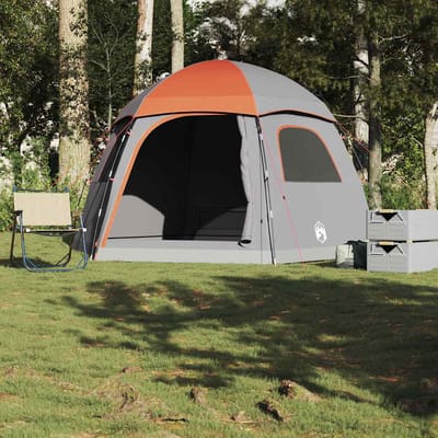 vidaXL - Familietent - iglo - 6-persoons - waterdicht - grijs - en - oranje