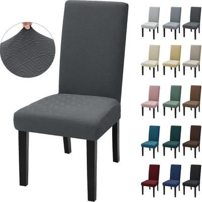 Unyqoos® Set van 2 Grijze Elastische Stoelhoezen voor Eetkamer en Woonkamer