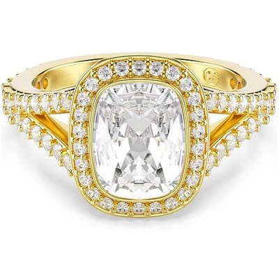 Swarovski 'Una Angelic Cushion' Dames Gouden Geplateerde Metalen Ring - Goud 5762630