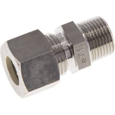 12L & R3/8'' RVS Rechte Knelfitting Buitendraad 315bar ISO 8434-1