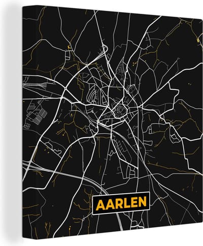 Canvas Schilderij Aarlen - Plattegrond - Goud - Kaart - Stadskaart - 20x20 cm - Wanddecoratie