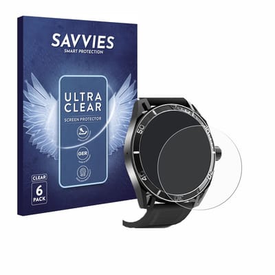 Savvies - Screenprotector voor Yuede Smartwatch 1.43" (rond) - Folie Beschermfolie transparant 6 Stuks