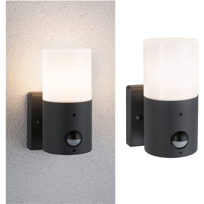 Wandarmaturen voor buiten Tubs Schemergestuurde bewegingsmelder (IR) IP44 rond 105x175 mm max. 15W 230V Grijs mat Metaal, Kunststof