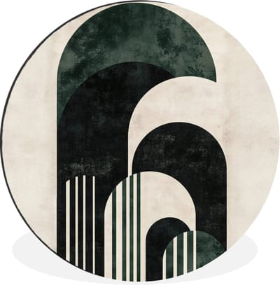 WallCircle - Wandcirkel - Muurcirkel - Bogen - Donkergroen - Lijnen - Aluminium - Dibond - 30x30 cm - Binnen en Buiten