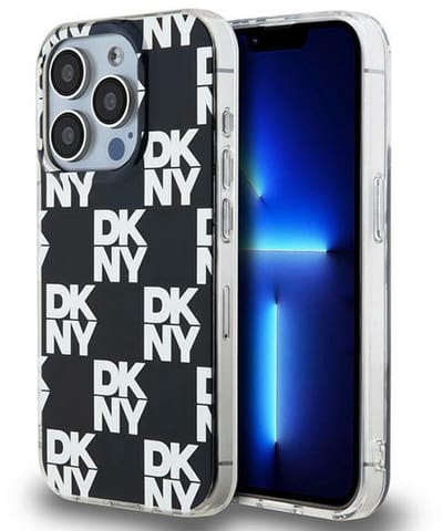 DKNY, Hoesje geschikt voor iPhone 15 Pro Max - met Ruitjespatroon, Zwart