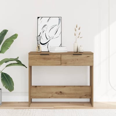 vidaXL - Wandtafel - 90x36x75 - cm - bewerkt - hout - artisanaal - eikenkleurig