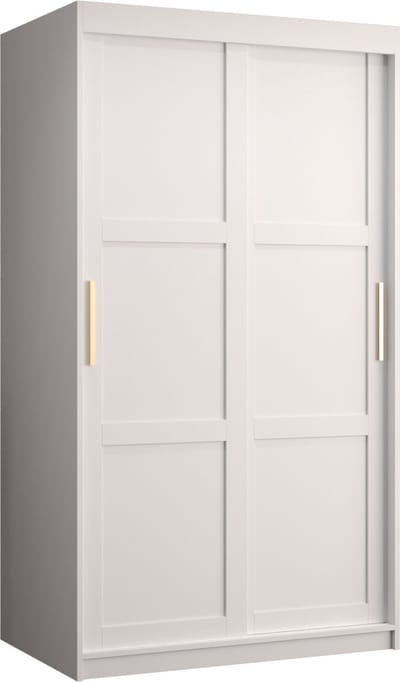 Zweefdeurkast Kledingkast met 2 schuifdeuren Garderobekast slaapkamerkast Kledingstang met planken (LxHxP): 100x200x60 cm - Rumble I (Wit, 100)