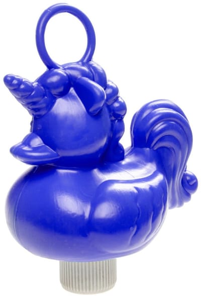 Duckiez eenhoorn badeendje badspeelgoed - blauw - 12 x 6 cm - Met oogje voor het hengelspel - kunststof