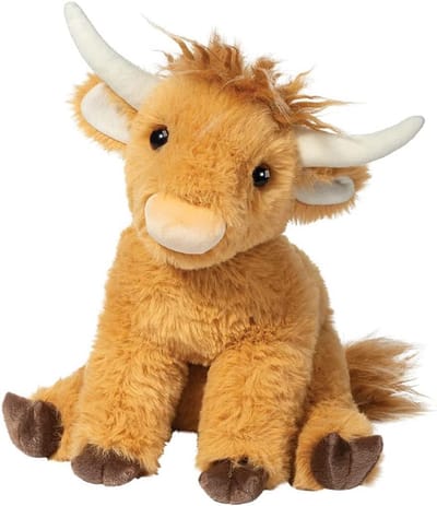 Pluche Koe - Zacht Dierenfiguur - Decoratie Kamer - Mini Scottie Model - 15 cm - Bruin