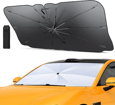 Famanu – Autozonwering - voorruit - 140 x 80 cm - 360 graden rotatie - opvouwbare voorruit - parasol - eenvoudige opslag - voor de meeste auto's en SUV's - L