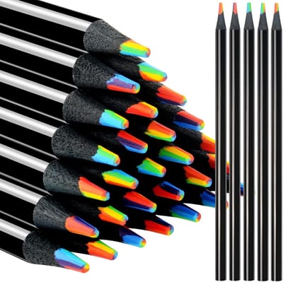 nsxsu Adventskalender vulling, 12 regenboogstiften voor kinderen en volwassenen, regenboogpotloden, kleurpotloden voor kunst, tekenen, kleuren, schetsen, cadeautje voor kinderverjaardag, kleine