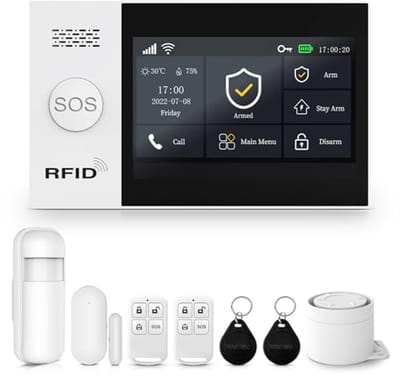 Draadloos huisalarm met touchscreen, app-meldingen en bewegingsmelders