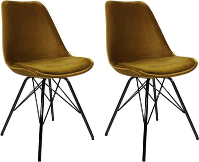 KICK® VELVET Kuipstoelen Goud – Set van 2 – Eetkamerstoelen – Velvet – Zwart Frame