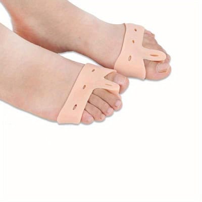 1 Paar Siliconen Teen Spreiders voor Voetcomfort Ondersteuning & Ademende Teen, Comfortabele Voetverzorgingsoplossing, Teenbeschermer beige