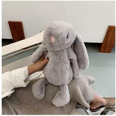 Sac à dos Peluche Lapin Mignon Sac bandoulière Chaîne Sacs Messager Épaule Unique Mode Fille Doux Sac à dos de Voyage gray