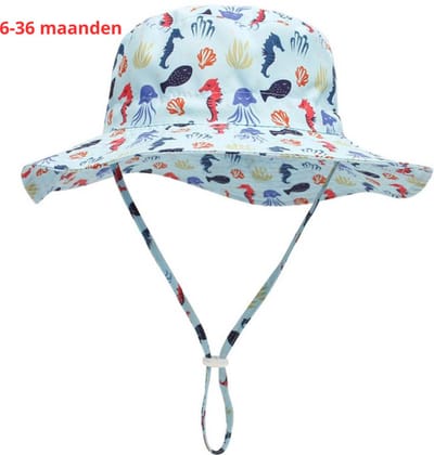 Nivard Zonnehoed - Reishoed - UV Beschermende Hoed - Bucket Hat - Festival - Pet - Hoedje Voor Baby - Hoofdbescherming - Blauw Paard - 3-36 Maanden