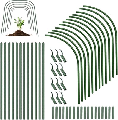 Groeitunnel Tuinbanden - Kweekkas Boog - Planten Beschermen - Roestbestendig Staal - 12 Stangen - Groen