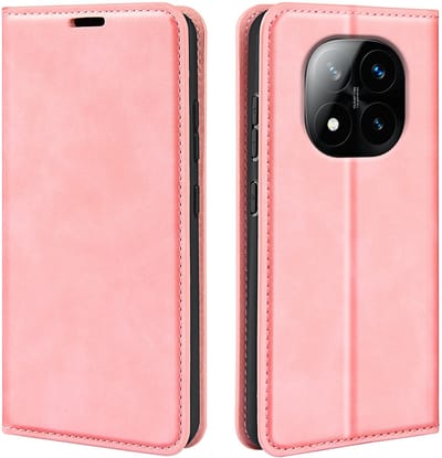 MobyDefend Hoesje - Geschikt voor Xiaomi Redmi Note 14 Pro Plus - Luxe Wallet Bookcase (Magnetische Sluiting) - Roze