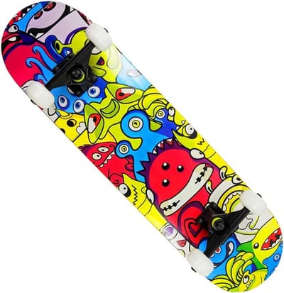 Compleet Skateboard - Outdoor Board - Stunts en Tricks - Dubbel Kick Deck - 31 x 8 inch - Zwart