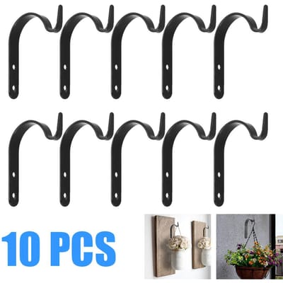 10 stuks IJzeren Tuin Wandlamp Hangende Bloemen Plantenhanger Pot Beugel Houder black