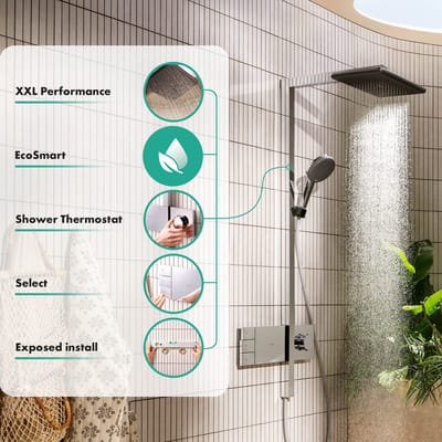 Hansgrohe Raindance Alive Q - showerpipe - 210/340 2jet - ecosmart - thermostatische - thermostaat - hoogglans chroom