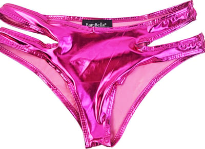 BamBella® Erotische onderbroek - Maat S M L Wetlook slip Dames - Roze Glans Lame metallic ondergoed Sexy BDSM kleding