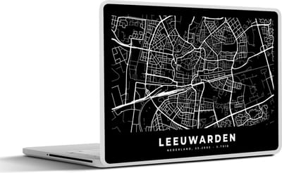 Laptop sticker - 11.6 inch - Kaart - Leeuwarden - Zwart - 30x21cm - Laptopstickers - Laptop skin - Cover