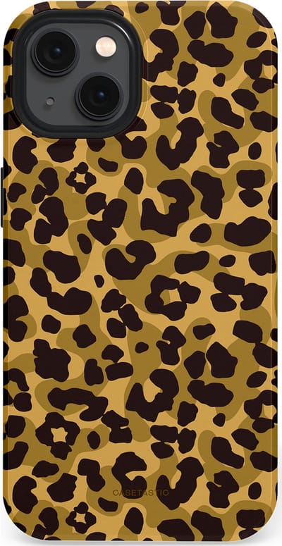 Casetastic hoesje geschikt voor Apple iPhone 13 - MagSafe - Dubbellaagse bescherming - Jungle Panter - Fashion Case - Zwart Crème Beige