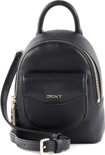 DKNY Leren Schoudertas Miranda Backpack Crossbody Bgd - Blk / Gold Zwart