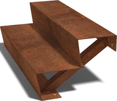 Cortenstaal tuintrap - 2-trede - 48 x 100 x 34 cm - MySteel