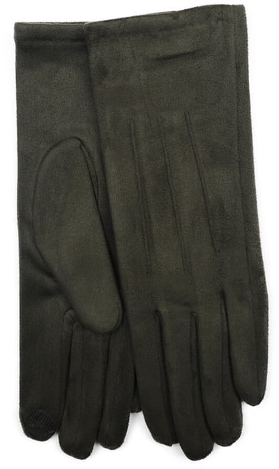 Stevige faux suede dames handschoenen Tabea-touchscreenfunctie-effen kaki groen
