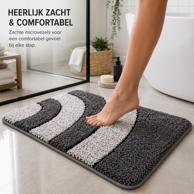 Cliste Badmat Antislip 50x80cm - Zachte Douchemat Grijs - Sneldrogend & Wasbaar - Luxe Badkamer Mat - Cliste