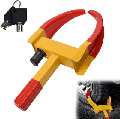 Wielklem - Parkeerklem Beveiliging - Voertuig Beveiligen - Universeel Verstelbaar - 19-30 cm - Rood Geel