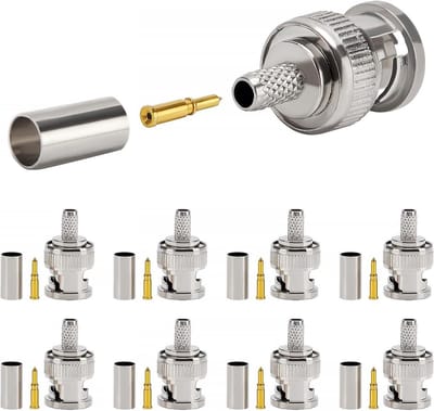 BNC Krimpconnector - BNC Adapter Plug - CCTV Camera Beveiliging - Zonder Solderen - 8 Stuks - Zilverkleurig