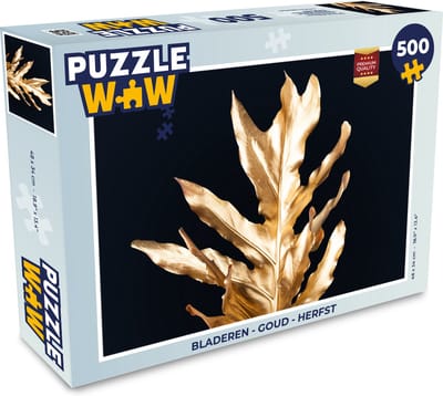 Puzzel Bladeren - Goud - Herfst - Natuur - Luxe - Legpuzzel - Puzzel 500 stukjes