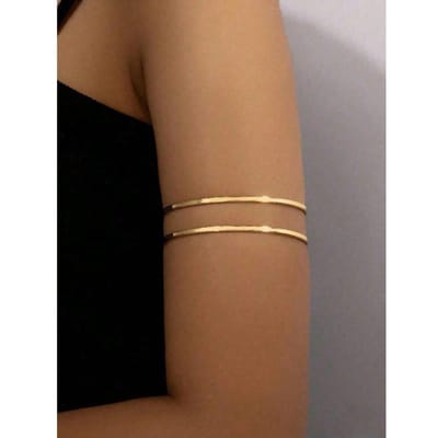 1 stuks Modieuze Geometrische Open Gewerkte Draad Opening Armband, Overdreven & Uniek one-size goud
