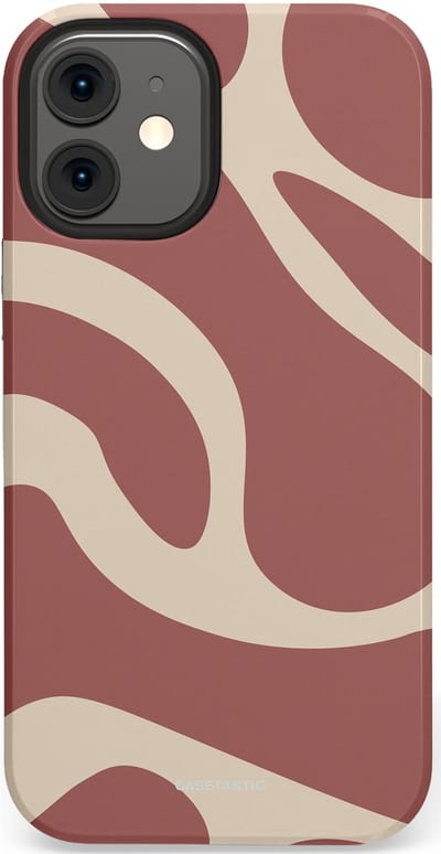 Casetastic Hoesje Geschikt voor Apple iPhone 12 Mini - Stijlvolle Beschermende Duo-layer Case - Terracotta Mediterranee Golven