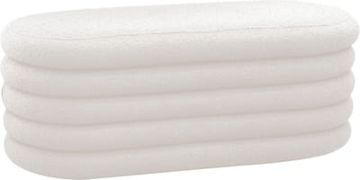 Opbergbank Joyce Wit - Bouclé - Breedte 108 cm - Diepte 45 cm - Hoogte 42 cm