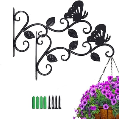 Store_7 - Grote Plantenbeugels - Mandbeugels voor Binnen en Buiten - Ondersteuning tot 15,9 kilo - Zwart - Wandgemonteerd voor Lantaarns en Vogelhu...