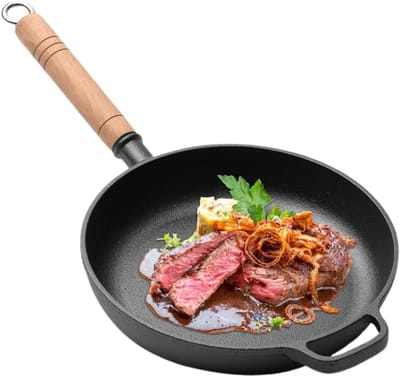Gietijzeren Pan - Braadpan Koekenpan - Allround Koken - Gelijkmatige Warmte - 27 cm - Zwart