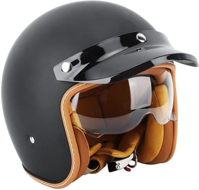 Allecto - Jethelmen - Retro motorhelmen - Hoog comfort - Matzwart