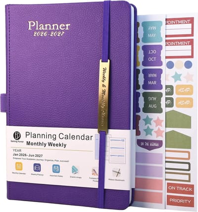Agenda 2026-2027 - Weekplanner Maandplanner - Afspraken Plannen - 18 Maanden Overzicht - A5 Formaat - Paars