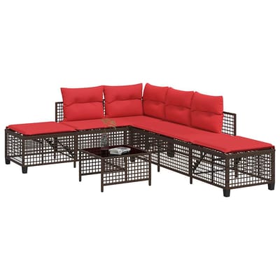vidaXL - 3-delige - hoektuinbankset - met - kussens, - bruin - polyrotan
