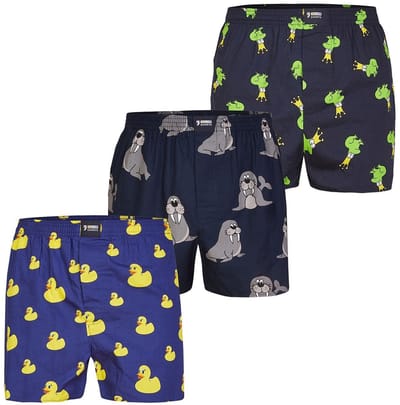 Happy Shorts Wijde Boxershorts Heren Met Print 3-Pack - Maat L