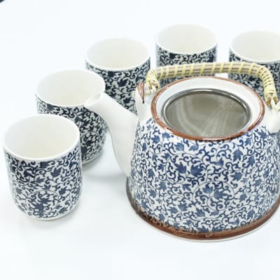 Kruidentheepotset - Blauw patroon - cadeau geschenkset vrouwen geschenkset mannen