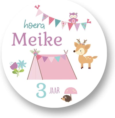 Traktatie Sticker met naam - Forest Friends - Traktatiestickers Pimp Studio