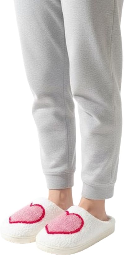 Warme Love Sloffen - Pantoffels - Instappers - Wit - Hartje - Dames