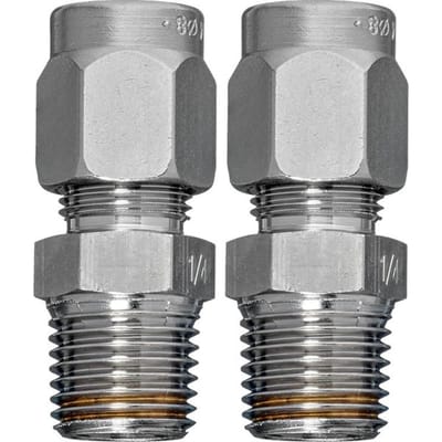 Pijpconnector messing pijp 8 mm naar G 1/4'' buitendraad [2 stuks].