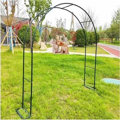 Metalen Tuinprieel - Rozenboog Klimhulp - Tuindecoratie Creëren - Weerbestendig Gegalvaniseerd Staal - 230cm Hoog 350cm Breed - Zwart