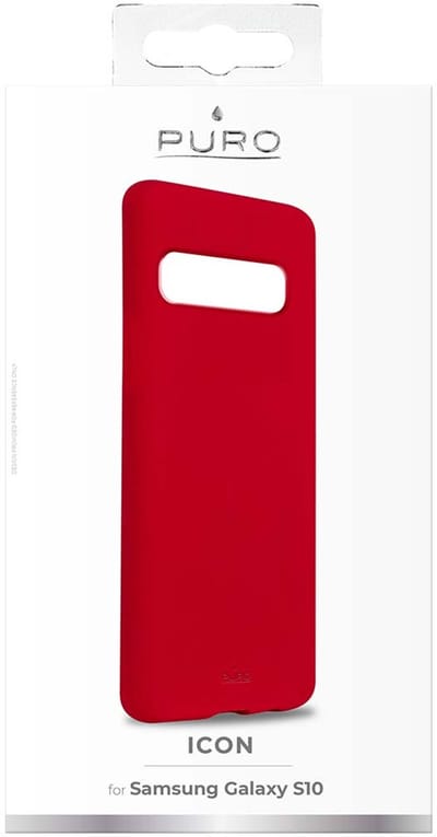 Puro, Hoesje geschikt voor Samsung Galaxy S10 - Icon Series Siliconen, Rood